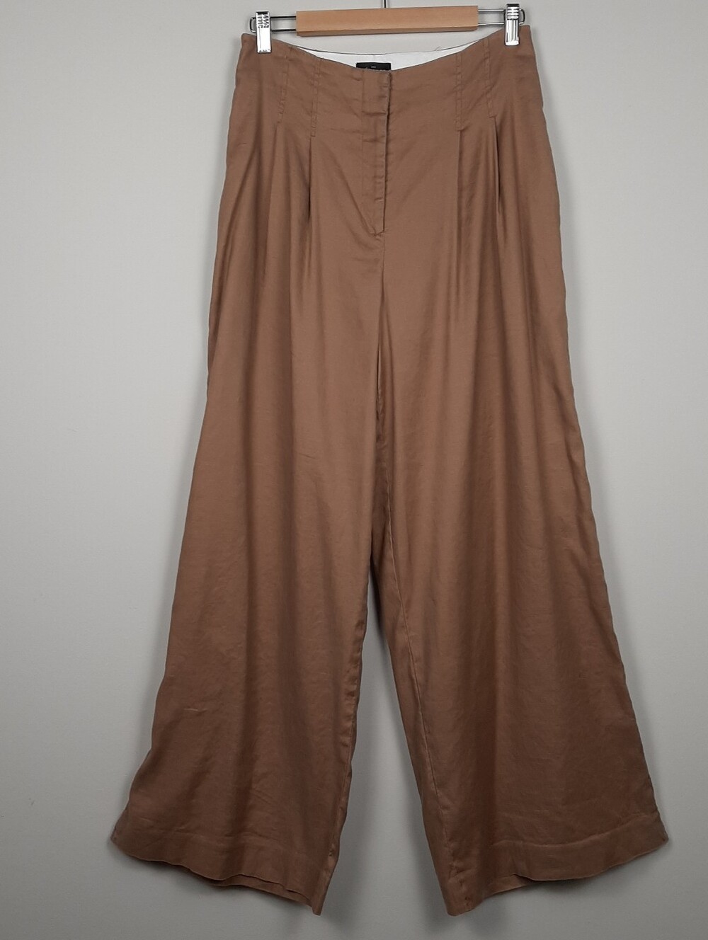 WHBM Linen Blend The Wide Leg Pants Brown Size 6 - Picture 5 of 12
